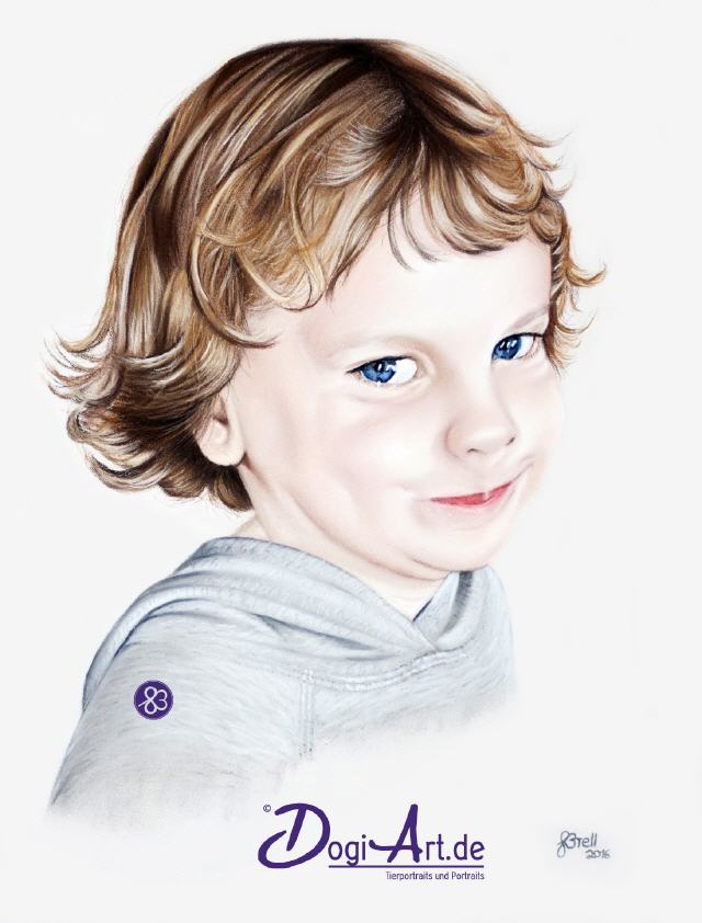 Kinderportrait Amelie gemalt nach Fotovorlage