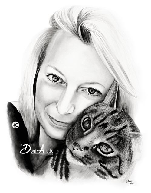 Mensch-Tier Portrait in Aquarell von DogiArt