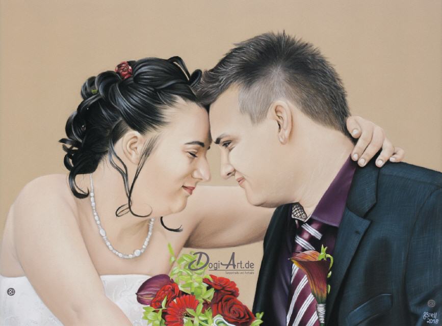 Handgemaltes Portrait - Hochzeitsportrait